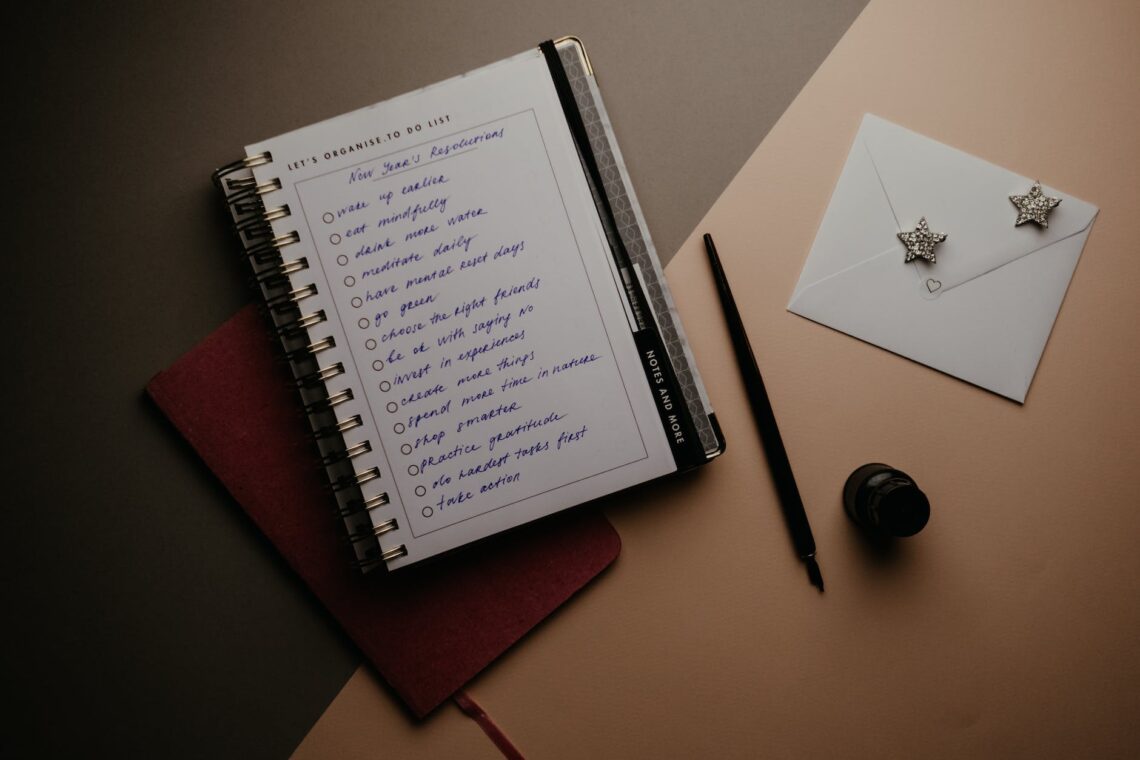 white notebook on the table